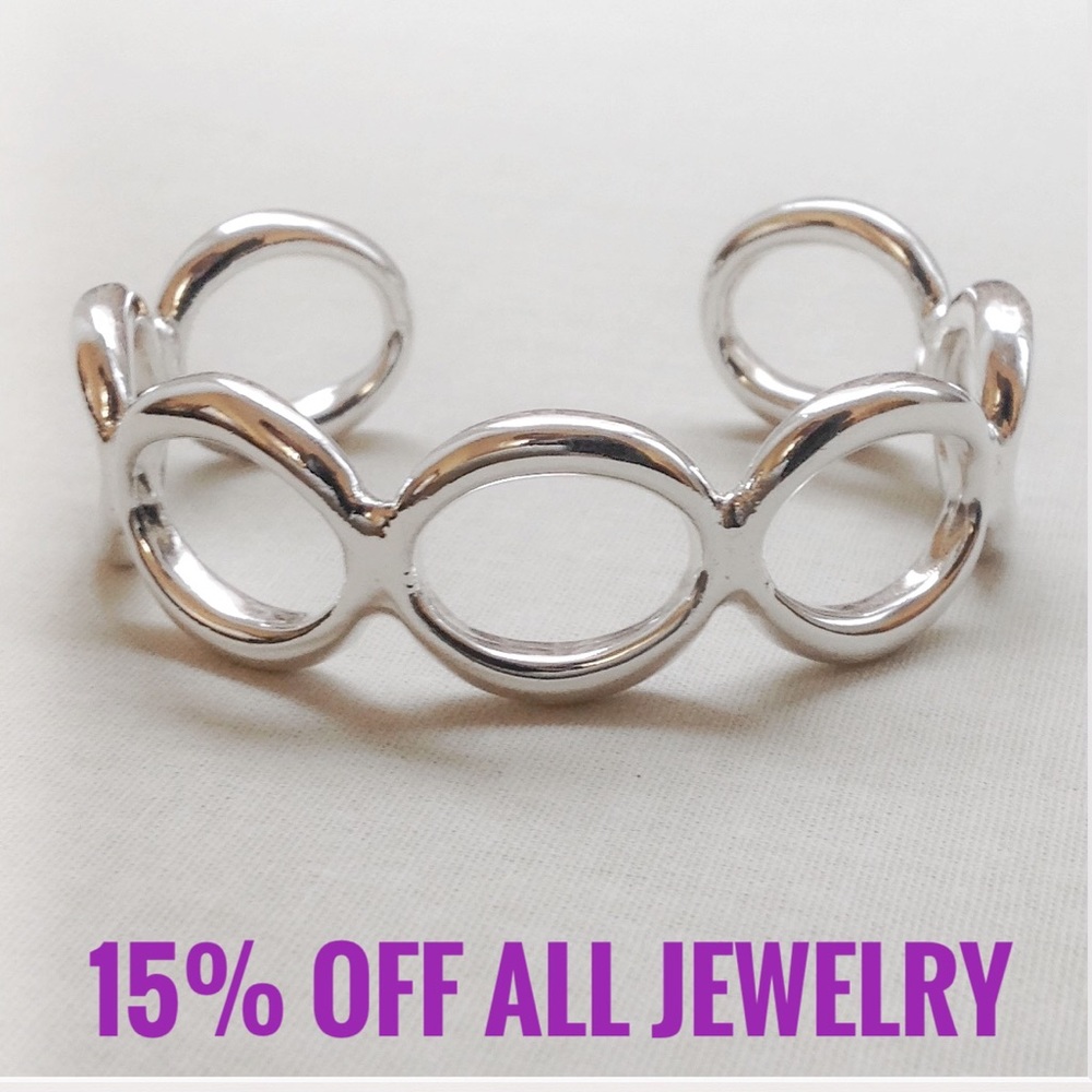🆕 925 Silver Oval Link Cuff Bracelet NWT